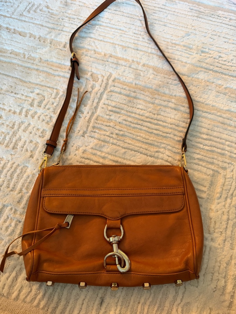 Rebecca Minkoff Brown Leather MAC Crossbody Bag Tassel Silver Hardware